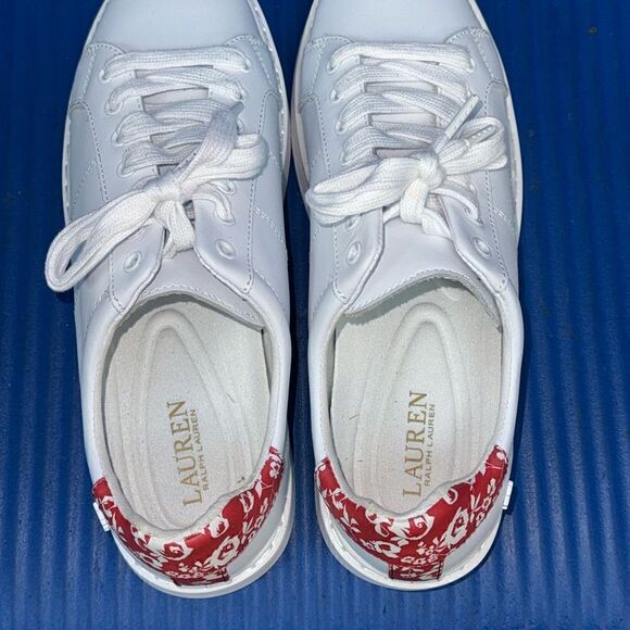 Size 11- Women’s Ralph Lauren Angeline II Leather Floral Sneakers NEW 🌹 - Picture 4 of 8